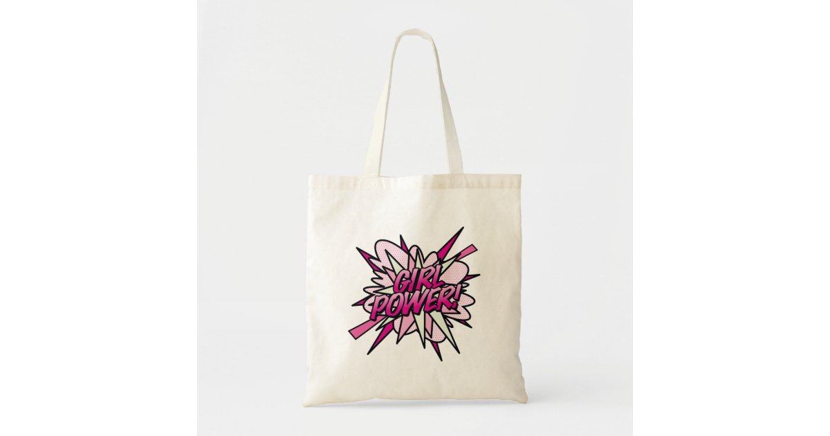 Comic Book Pop Art Pink Girl Power Tote Bag Zazzle Com