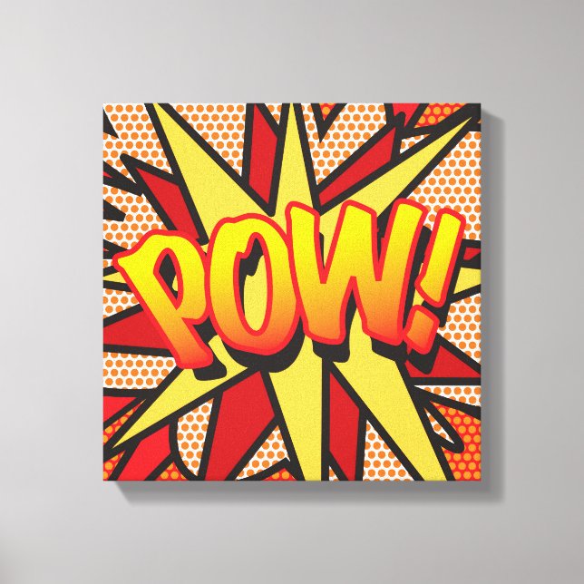 Comic Book Pop Art POW Superhero Canvas Print (Front)