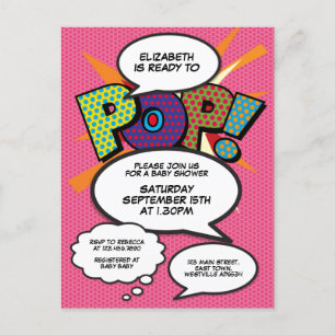 Comic Book Pop Art Ready to Pop Baby Shower Invite
