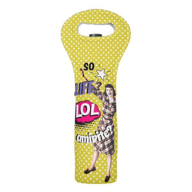 Comic Book Pop Art Retro Funny Text Wine Bag (Front)