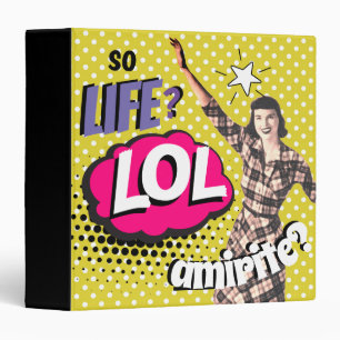 Comic Book Pop Art Retro Lady Funny 3 Ring Binder