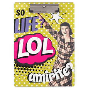 Comic Book Pop Art Retro Lady Funny Clipboard