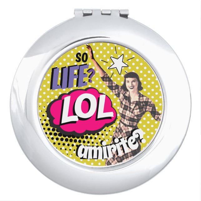 Comic Book Pop Art Retro Lady Funny Compact Mirror (Front)
