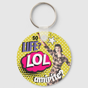 Comic Book Pop Art Retro Lady Funny Keychain