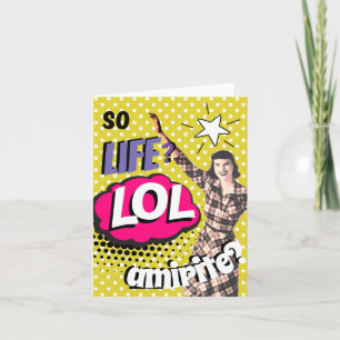 Comic Book Pop Art Retro Lady Funny Letterpress Thank You Card