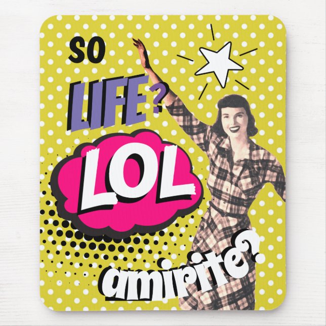 Comic Book Pop Art Retro Lady Funny  Mouse Pad (Front)