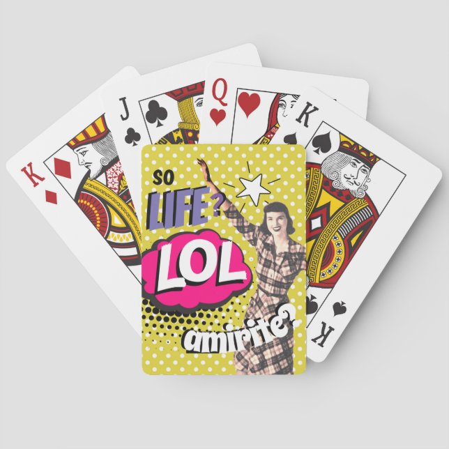 Comic Book Pop Art Retro Lady Funny Poker Cards (Back)