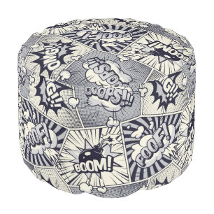Comic Book Pop Art Round Pouf