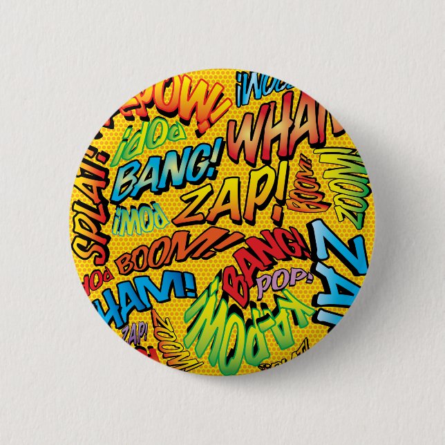 Comic Book Pop Art Sounds Button (Front)