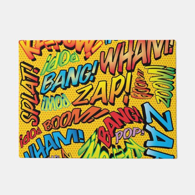 Comic Book Pop Art Sounds Doormat (Front)