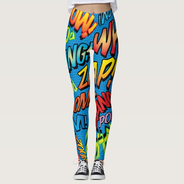 Comic Book Pop Art Sounds Leggings (Front)