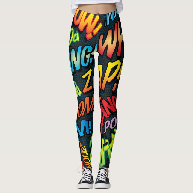 Comic Book Pop Art Sounds Leggings (Front)