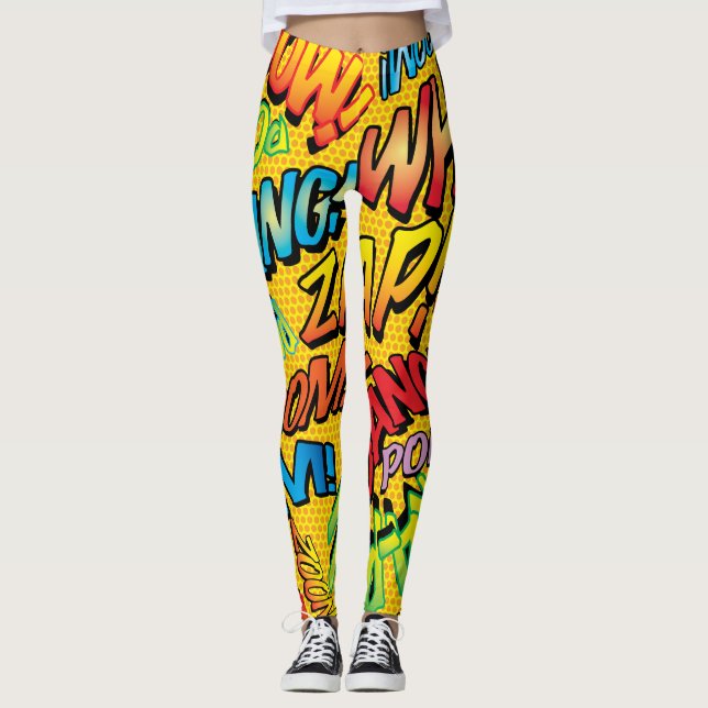 Comic Book Pop Art Sounds Leggings (Front)