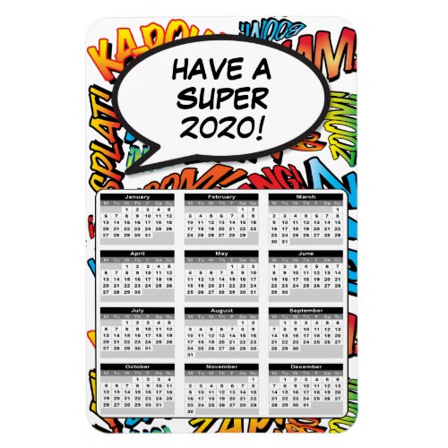 Comic Book Pop Art Speech Bubble 2020 Calendar Magnet