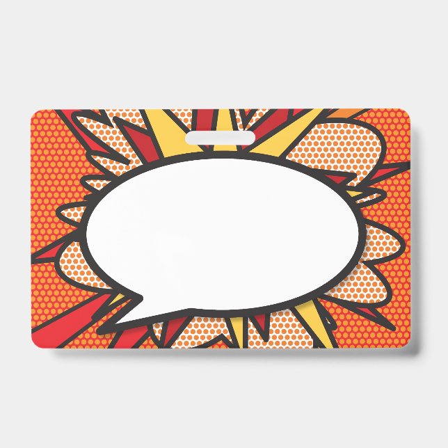 Comic Book Pop Art Speech Bubble Badge (Front)