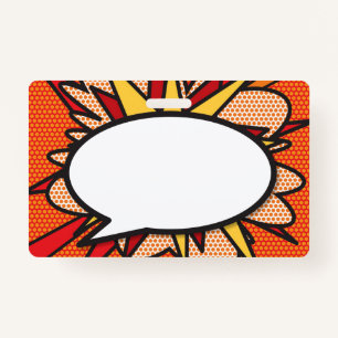 Comic Book Pop Art Speech Bubble Badge