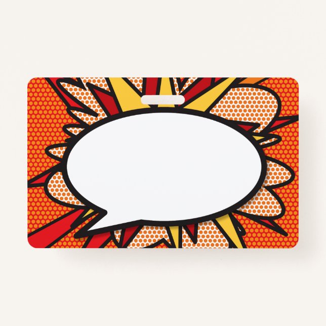 Comic Book Pop Art Speech Bubble Badge (Front)