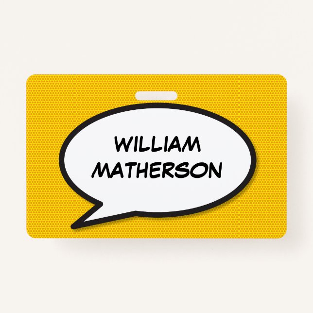 Comic Book Pop Art Speech Bubble Badge (Front)