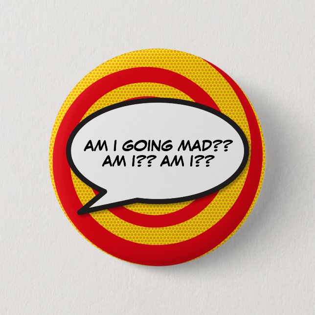 Comic Book Pop Art Speech Bubble Button (Front)