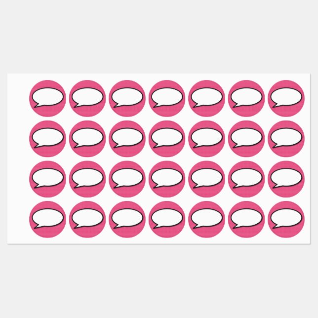 Comic Book Pop Art Speech Bubble pink Labels (Sheet)