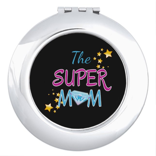 Comic Book Pop Art Superhero Mom Mother's Day Compact Mirror (Front)