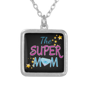 Comic Book Pop Art Superhero Mom Mother's Day Silver Plated Necklace