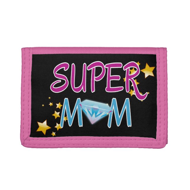 Comic Book Pop Art Superhero Mom Mother's Day Trifold Wallet (Front)