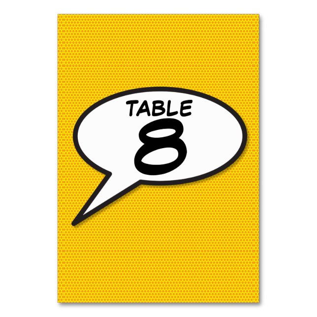 Comic Book Pop Art Table Number (Front)
