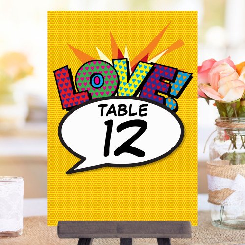 Comic Book Pop Art Table Number