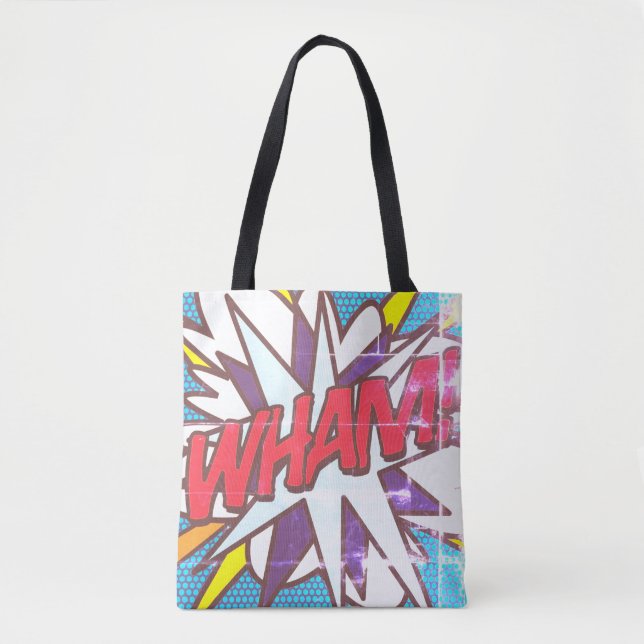 Comic Book Pop Art WHAM! BANG! Retro Tote Bag (Front)
