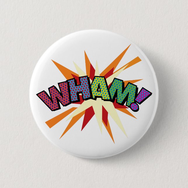 Comic Book Pop Art WHAM! Button (Front)