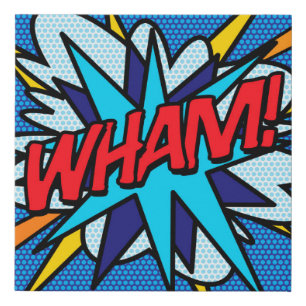 Comic Book Pop Art WHAM Superhero Faux Canvas Print