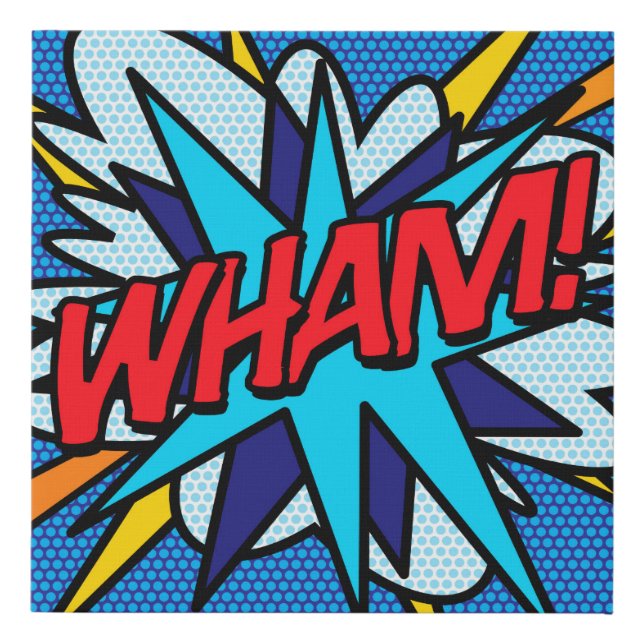 Comic Book Pop Art WHAM Superhero Faux Canvas Print (Front)