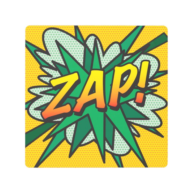 Comic Book Pop Art ZAP Metal Wall Art (Front)