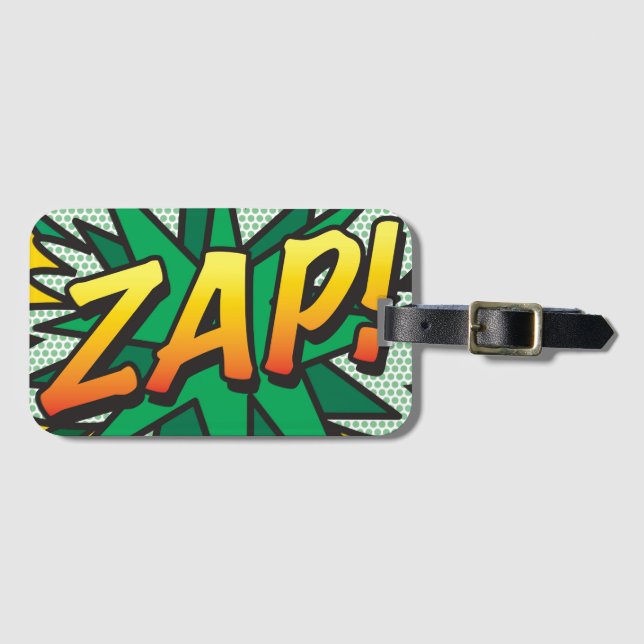 Comic Book Pop Art ZAP! personalised Luggage Tag (Front Horizontal)