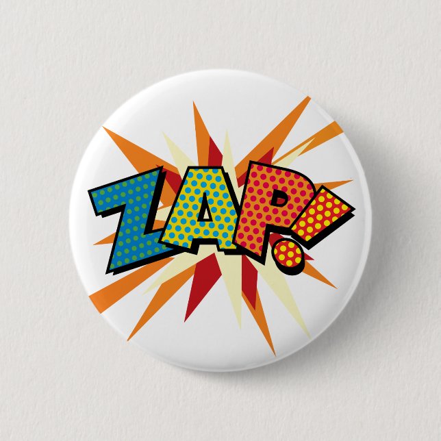 Comic Book Pop Art ZAP! Pinback Button (Front)