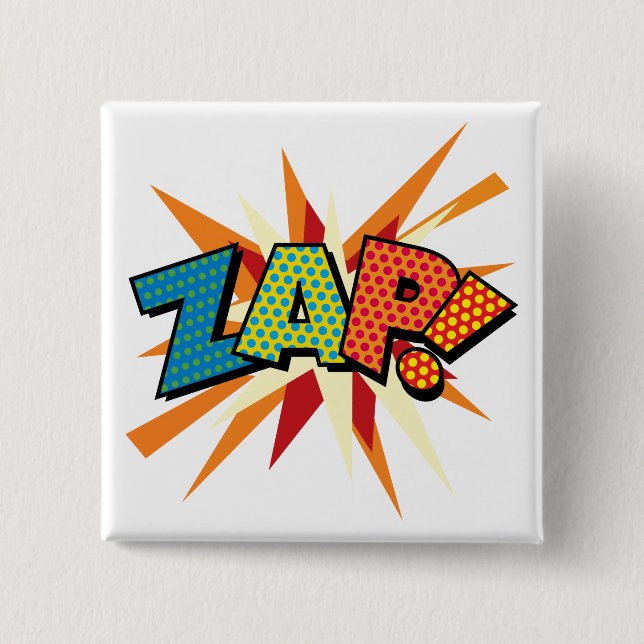 Comic Book Pop Art ZAP! Pinback Button (Front)