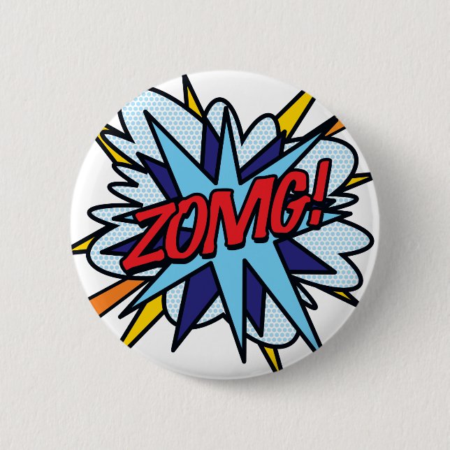 Comic Book Pop Art ZOMG Button (Front)
