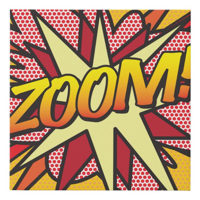 Comic Book Pop Art ZOOM Superhero Faux Canvas Print (Front)