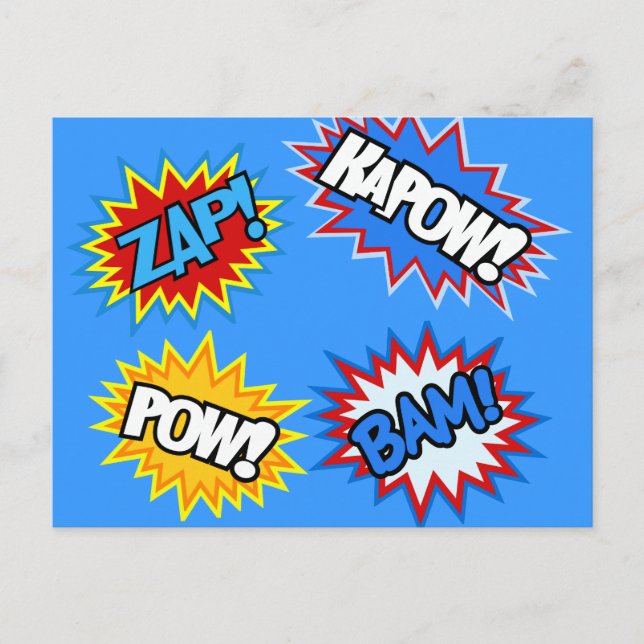 Comic Book Pow! Bursts Postcard (Front)
