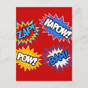 Comic Book Pow! Bursts Postcard