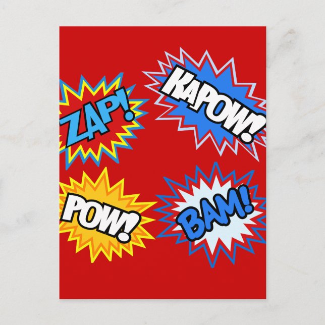 Comic Book Pow! Bursts Postcard (Front)
