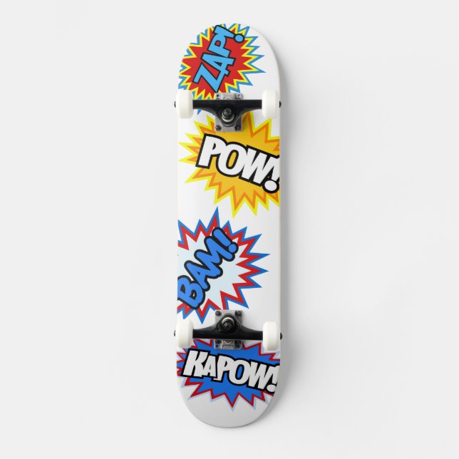 Comic Book Pow! Bursts Skateboard Deck (Front)