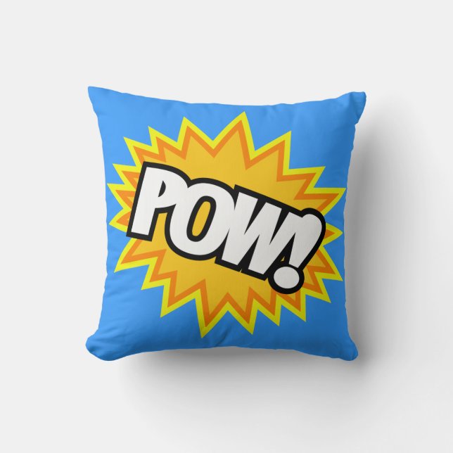 Comic Book Pow! Bursts Throw Pillow (Front)
