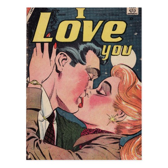 Comic Book Redhead Love Postcard