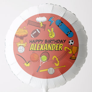 Comic Book Retro Sports Athletic Balls Birthday Balloon