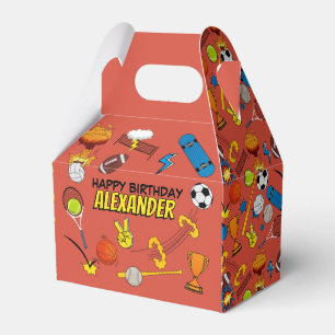 Comic Book Retro Sports Athletic Balls Birthday Favor Boxes