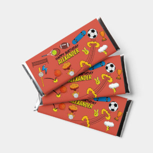 Comic Book Retro Sports Athletic Balls Birthday Hershey Bar Favors