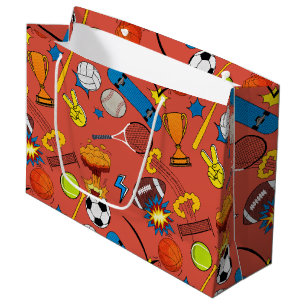 Comic Book Retro Sports Athletic Balls Large Gift Bag