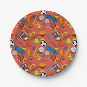 Comic Book Retro Sports Athletic Balls Paper Plates